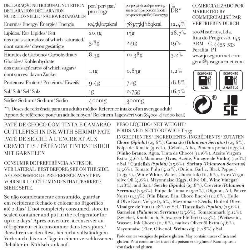 Patê de Choco com tinta e Camarão