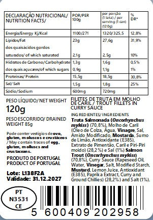 Filete de Truta em Molho de Caril