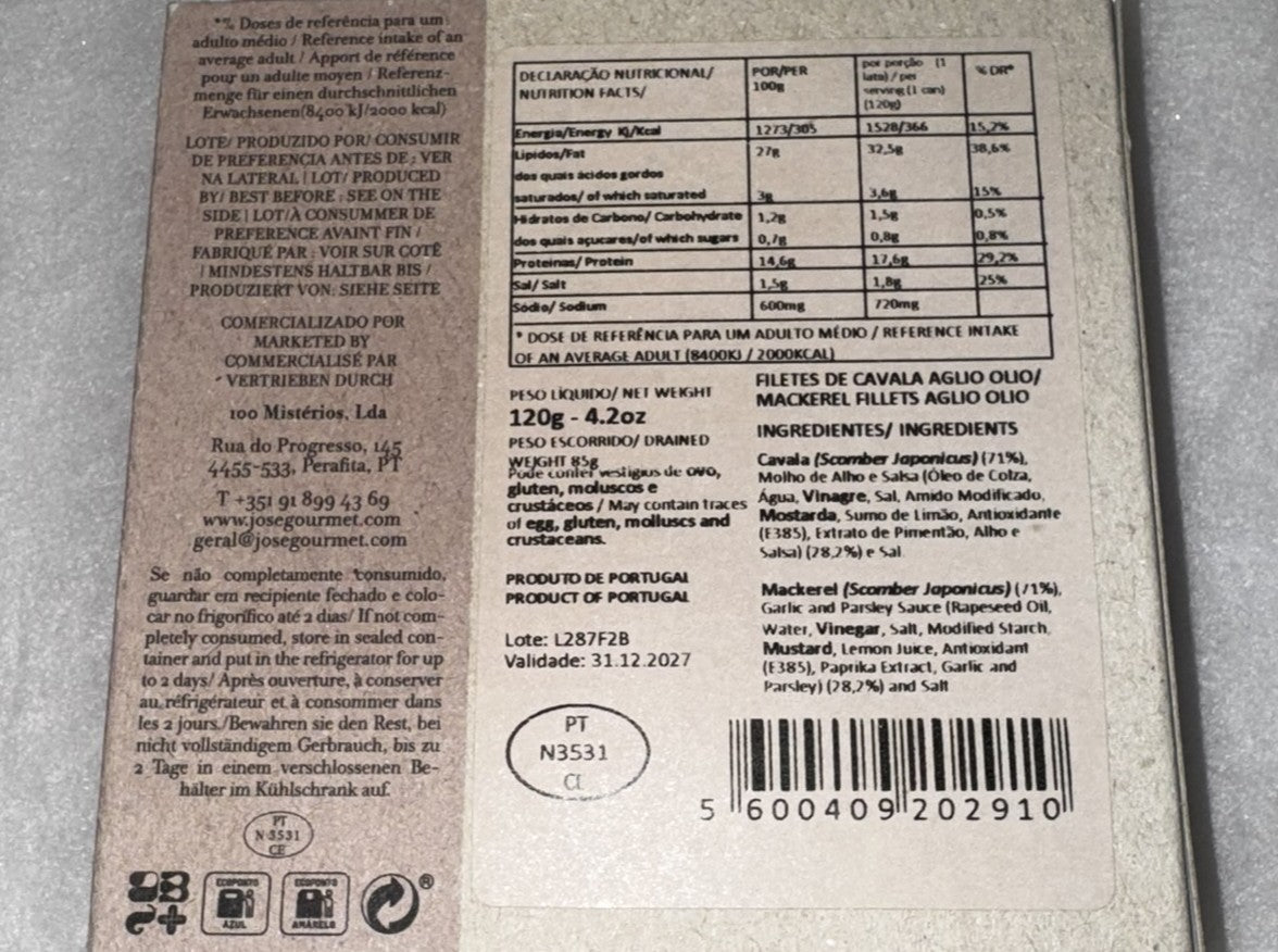 Filete de Cavala em Molho Aglio e Olio